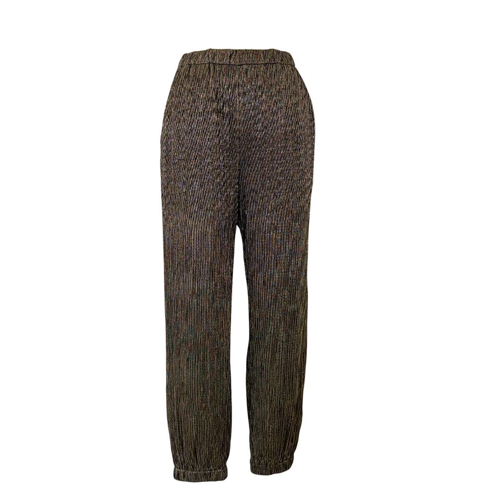 Trina Turk Jess Metallic Jogger Pants Pull-On Ankle Length Size M NWT